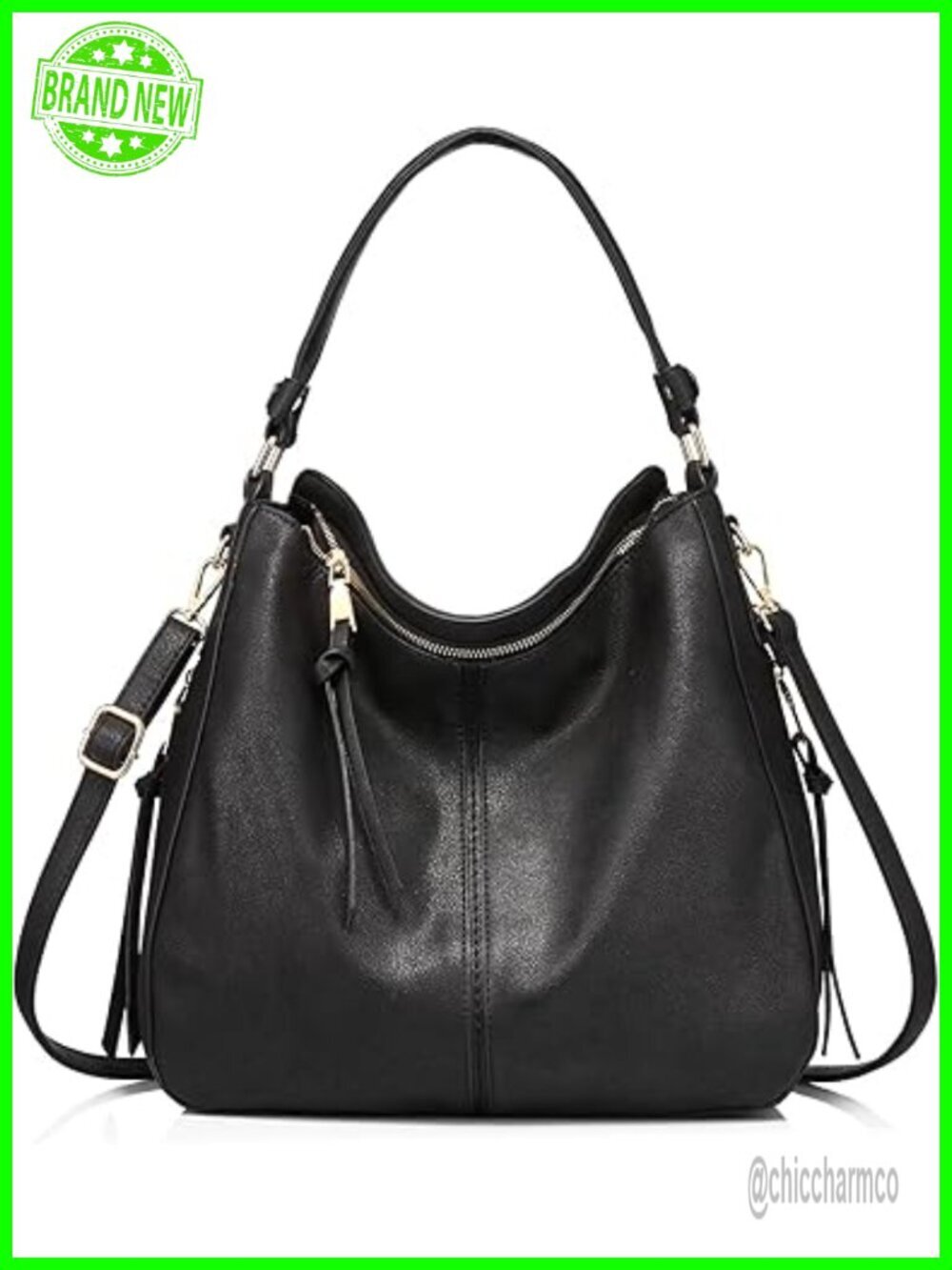 Faux Leather Hobo Crossbody Bag Large Shoulder Bucket Purse